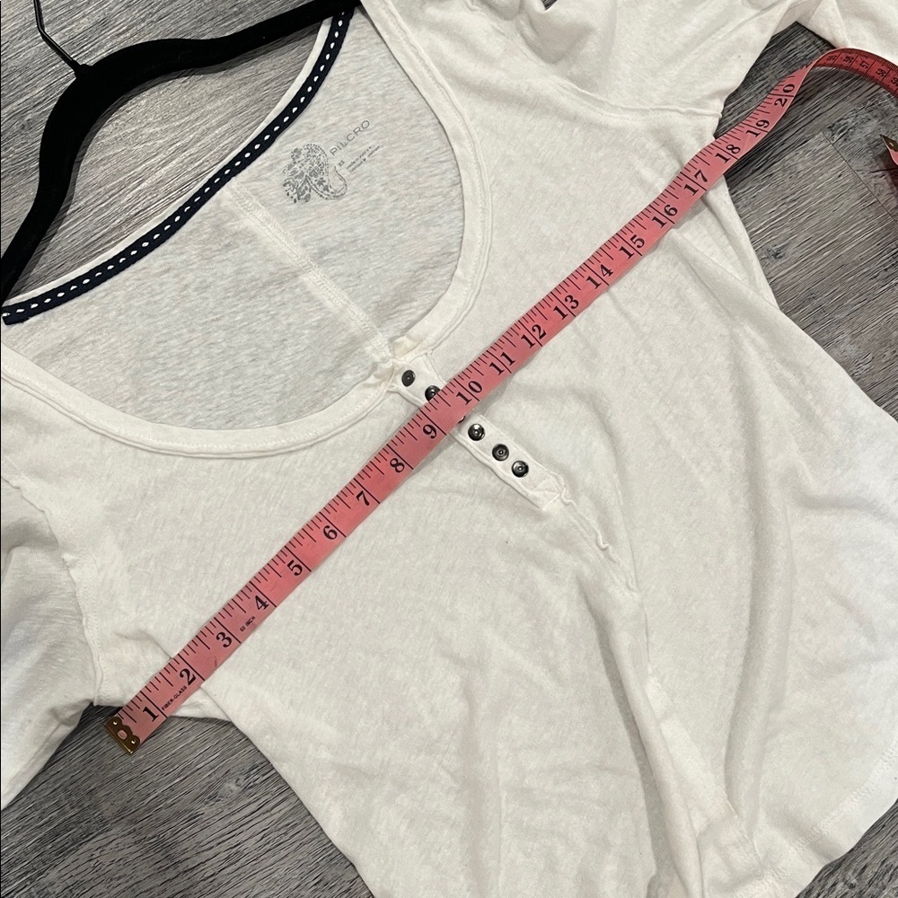 Anthropologie Pilcro White Long Sleeve Henley top - Picture 6 of 6